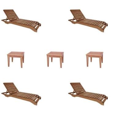 Imagem de Conjunto 4 Espreguiçadeiras e 3 Mesinhas de Centro para Jardim em Made
