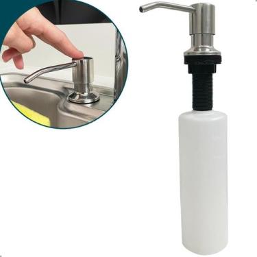 Imagem de Dispenser Porta Detergente 350ml Inox 304 De Embutir Bancada Pia Cozin