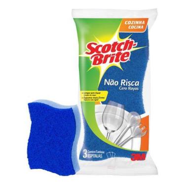 Imagem de Esponja Scotch-brite Cozinha Não Risca Dupla Face De Espuma - Azul - 3