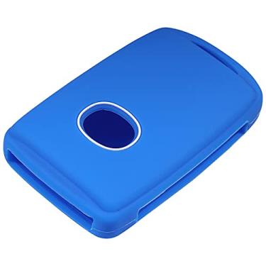 Imagem de WSWJDW Porta-chaves com controle remoto para carro e proteção de borracha de silicone para carro Capa de chaveiro porta-chaves Bolsa com chave de anel, apto para Mazda CX30 CX5, azul