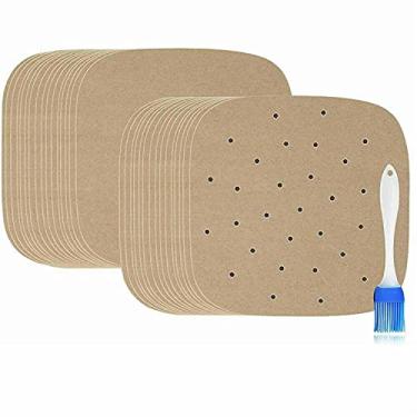 Imagem de scosao 200 peças de folhas de papel pergaminho perfuradas quadradas para assar, antiaderente, cru para vaporizador de bambu, cesta de vapor, cozinhar, 6,5/7/7,5/8/8,5/8/8,5/9/25,4 cm, 25,4 cm
