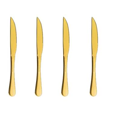 Imagem de Conjunto 4 Facas Churrasco Elite Dourado Talheres Gourmet Mix em Aço Inox