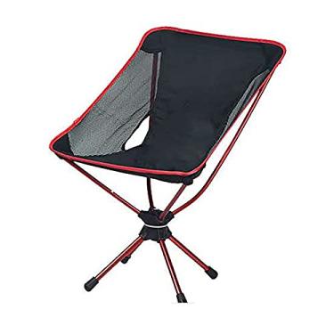 Imagem de Yajun Cadeira de lua ao ar livre para pesca, acampamento, churrasco, portátil, dobrável, estendido, para caminhadas, jardim, ultraleve, banco de rotação de 360 graus, vermelho