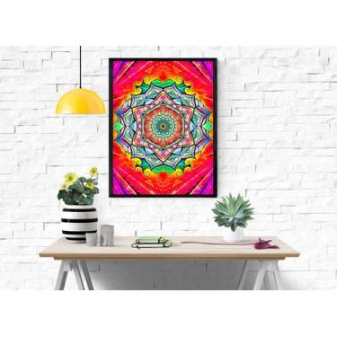 Imagem de Quadro Decorativo Mandala Colorida Com Moldura E Acetato Tamanho A3 -