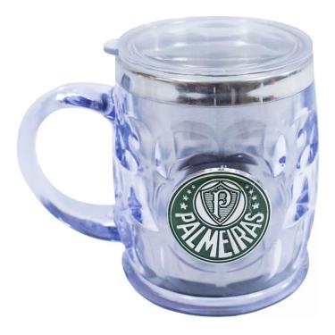Imagem de Caneca Térmica Transparente Brasão Metal 500ml Palmeiras