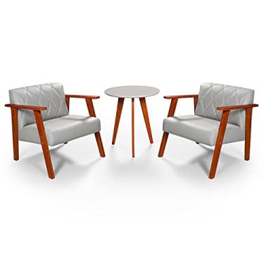 Imagem de Kit Duas Poltronas Madri Material Sintético + Mesa Lateral (Gelo)