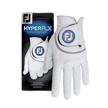 Imagem de FootJoy Luvas de golfe masculinas HyperFLX Cadet branco GG, usadas na mão esquerda