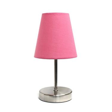 Imagem de Simple Designs LT2013-PNK Mini Abajur de mesa básico de níquel areia com sombra de tecido, rosa