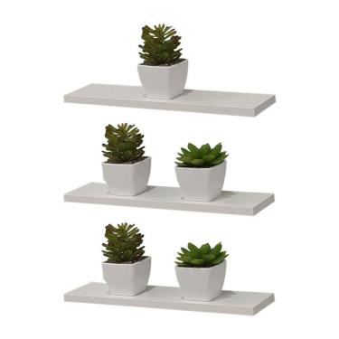Imagem de Kit 3 Prateleira Branca MDF 40 x 15cm Suporte Invisível