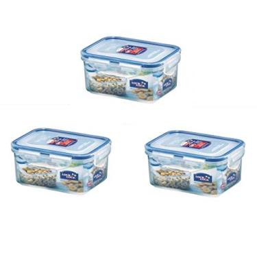 Imagem de Conjunto Kit 3 Potes Hermético Retangular 4 travas Lock&Lock - 470ml