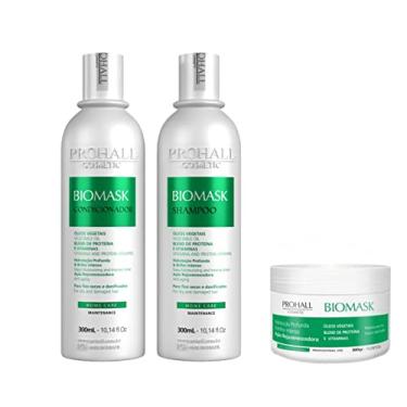 Imagem de PROHALL Kit Home Care Biomask – Tratamento Capilar Profissional, Hidratação Profunda e Maciez, Cuidado com o Cabelo, 300ml/g