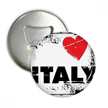 Imagem de I Love Italy Palavra Love Heart Abridor de garrafas quadrado ímã de geladeira emblema multifuncional