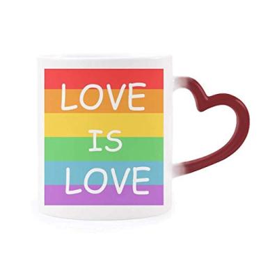 Imagem de Caneca Rainbow Gay Lésbica Transgênero LGBT Sensível ao Calor Vermelho Copo de Grés Mudança de Cor