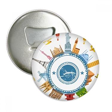 Imagem de Imã de geladeira com estampa de cidade, marco mundial e terra