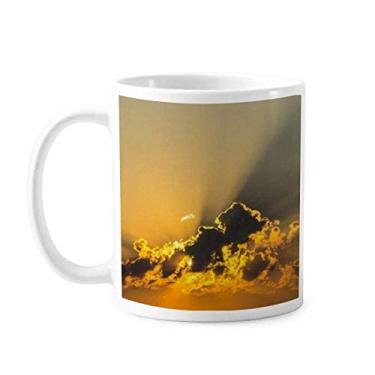 Imagem de Caneca de cerâmica Sky Sunshine com nuvens laranja escuras, cerâmica para café, xícara de porcelana