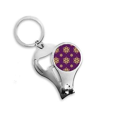 Imagem de Tailândia roxo dourado padrão decorativo alicate de unha anel chaveiro abridor de garrafa cortador