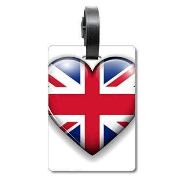 Imagem de Union Jack em forma de coração bandeira da Grã-Bretanha Reino Unido mala etiqueta de bagagem cartão pendurado etiqueta, Multicolorido.