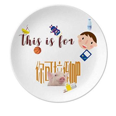 Imagem de Prato de porcelana Abandoning Disappointments Pigs Prato redondo de jantar para homem