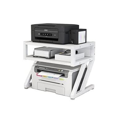 Imagem de Suporte de impressora Suporte de mesa para impressora de 3 níveis de armazenamento multifuncional prateleira de livros impressora de piso organizador de espaço de mesa perfeito para escritório sala de estar cozinha impressora de mesa (cor: 1, tamanho