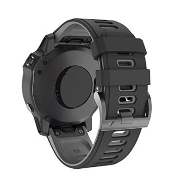 Imagem de HAZELS Pulseira de relógio inteligente para Garmin Fenix 6 6X 7X 7 5X 5 5S 3 3HR Forerunner 935 945 Pulseira de liberação rápida Silicone 22 26mm Pulseira (Cor: Preto Cinza, Tamanho: