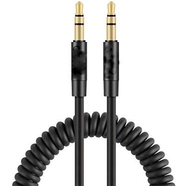Imagem de Cabo Som Auxilar Enrolado P2xp2 3.5mm Celular Audio Stereo 2 Metros