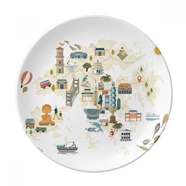Imagem de Prato decorativo de porcelana de Hong Kong Local Bicycle Visiting China Salver Talheres de jantar