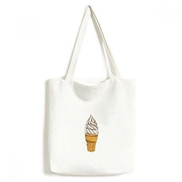 Imagem de Bolsa de lona com cones de ovos de chocolate e sorvete, bolsa de compras casual
