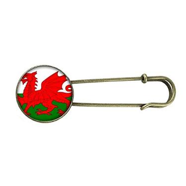Imagem de Broche de metal retrô com bandeira nacional de Wales da Europa