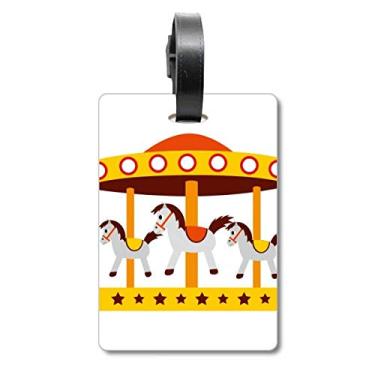 Imagem de Bolsa de viagem com ilustração de carrossel colorida para parque de diversões, etiqueta de bagagem, etiqueta para pendurar