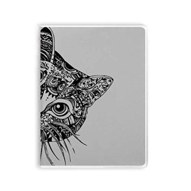 Imagem de Caderno de desenho de linha com cabeça de gato preta capa macia diário