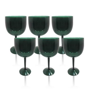 Imagem de Conjunto de 6 Taças Acrílicas para Vinho, Água e Gin 550ml KrystalON Verde