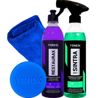 Imagem de Kit Limpador Multiação Desinfectante Sintra Fast Spray + Revitalizador Renovador Restaurador de Plasticos Restaurax Vonixx