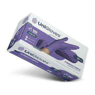Imagem de Luva Unigloves de Latex Tamanho P Com Pó Classico Purple Premium - 100 Unidades