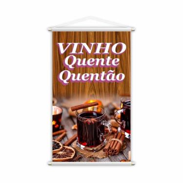 Imagem de Banner Vinho Quente Quentão Bebidas Xícaras 80x50cm