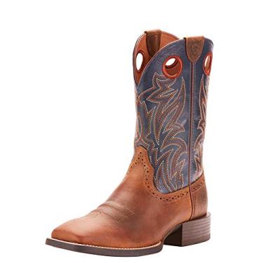 Imagem de Ariat Bota masculina esportiva Sidebet Western, Marrom envelhecido/azul sólido, 38