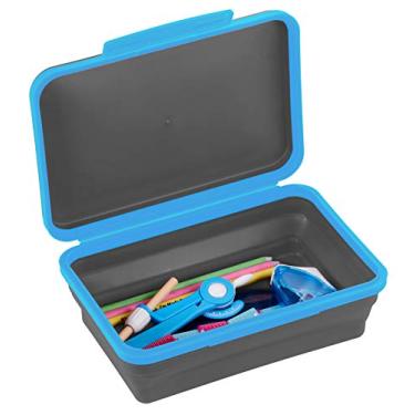 Imagem de It's Academic Caixa de armazenamento flexível com tampa, estojo dobrável para artesanato e material escolar, azul/preto