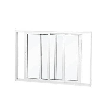 Imagem de Janela de Correr Abertura Dupla Premium 3 Folhas Vidro Liso 100x120cm Crv Portas e Janelas Branco