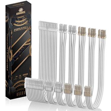 Imagem de AsiaHorse Kit de extensão de cabo PSU de conector transparente, 24 pinos/4 + 4 EPS/6+2 PCI-E 16AWG ATX Kit de cabo de fonte de alimentação para desempenho de CPU bidirecional, comprimento de 30 cm com