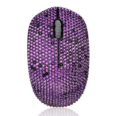 Imagem de Mouse de computador sem fio Bling Sparkle Crystal Rhinestone 2.4G para laptop, notebook, PC, presentes para o escritório - roxo