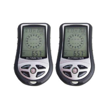 Imagem de Kit 2 Barômetro Altímetro Multifunções Relógio Previsão Tempo Bússola Pressão Ar Termômetro Bar-100 Portátil Instrutherm