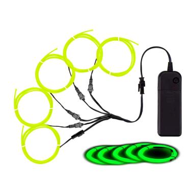 Imagem de MaxLax EL Wire verde limão, redução de ruído fio neon 5 em 1 metro, fio eletroluminescente para decoração de Halloween, festa de Natal, decoração DIY
