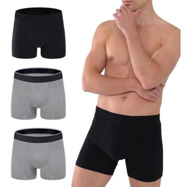 Imagem de AIRCUTE Cueca boxer lavável para incontinência urinária de absorção para homens, 15 cm de costura interna para vazamentos na bexiga, pacote com 3 (pequena, preta-cinza-cinza)
