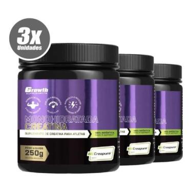 Imagem de Creatina Pura 250G Creapure Growth Supplements Kit 3 Potes