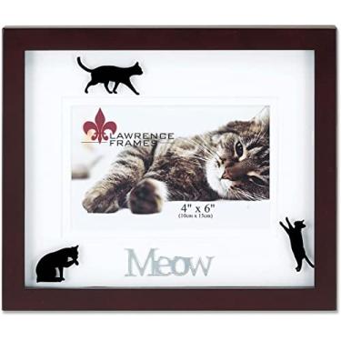 Imagem de Lawrence Frames Moldura de madeira de nogueira 4 por 6 Meow, fosco Shadow Bo da Cat Frame