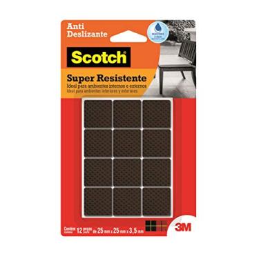 Imagem de 3M, Protetor Antideslizante Adesivo Scotch, Quadrado, Preto, Médio, 12 Unidades