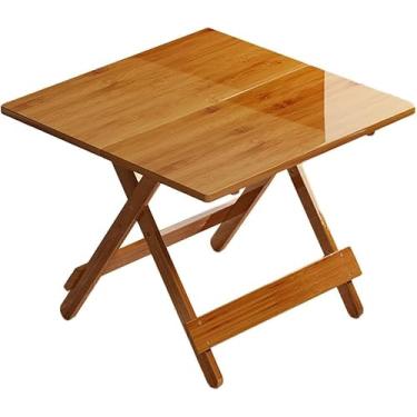 Imagem de Mesa dobrável quadrada simples ao ar livre portátil pequeno apartamento varanda mesa de jantar de bambu 70 * 70 * 60cm