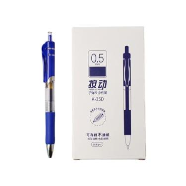Imagem de 12 peças/caixa - canetas de assinatura de refil preto, vermelho e azul de 0,5 mm, canetas neutras para estudantes de escritório - K35 caixa azul - 12 peças