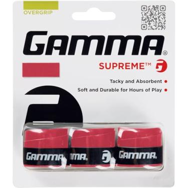 Imagem de GAMMA Sports Supreme Overgrip para raquetes de tênis, pickleball, squash, badminton e raquete, pacote com 3, vermelho