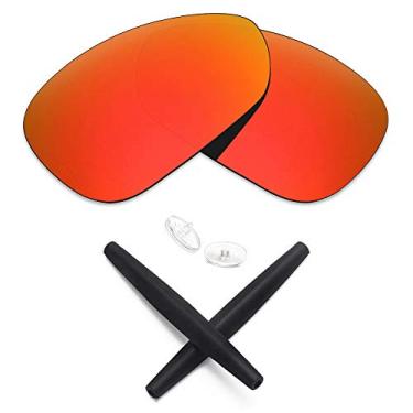 Imagem de Lentes de reposição e kits de borracha Mryok para óculos de sol Oakley Crosshair 1.0 (2005), Fire Red Polarized Lenses & Black Rubber Kits, One Size