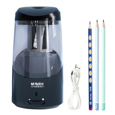 Imagem de M&G Apontador de lápis elétrico, apontador de lápis portátil automático operado por USB para lápis de cor de 6-8 mm para crianças, escola, casa (preto)